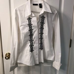 White button down w great beaded details